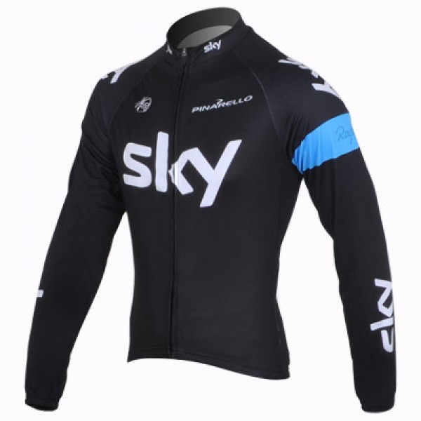 2013 Team Sky Fahrradtrikot Langarm Schwarz Blau