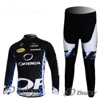 Orbea Pro Team Radbekleidung Satz Fahrradtrikot Langarm und Lang Radhose Schwarz Blau