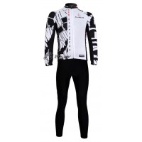 Nalini Pro Team Radbekleidung Satz Fahrradtrikot Langarm und Lang Radhose Weiß Schwarz