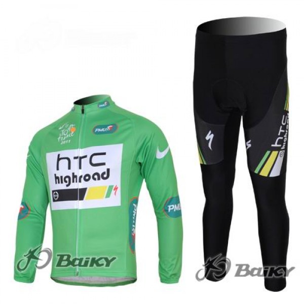 HTC-Highroad Pro Team Radbekleidung Satz Fahrradtrikot Langarm und Lang Radhose Grün HTC-Highroad Pro Team Radbekleidung Satz Fahrradtrikot Langarm und Lang Radhose Grün