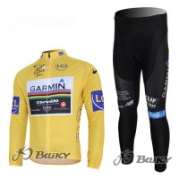 Garmin Cervelo Pro Team Radbekleidung Satz Fahrradtrikot Langarm und Lang Radhose Gelb