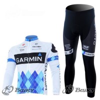 Garmin Barracuda Pro Team Radbekleidung Satz Fahrradtrikot Langarm und Lang Radhose Weiß