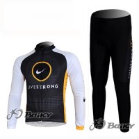 Livestrong Radbekleidung Satz Fahrradtrikot Langarm und Lang Radhose Schwarz Weiß