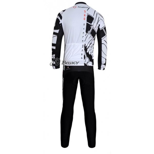 Nalini Pro Team Radbekleidung Satz Fahrradtrikot Langarm und Lang Radhose Weiß Schwarz Nalini Pro Team Radbekleidung Satz Fahrradtrikot Langarm und Lang Radhose Weiß Schwarz