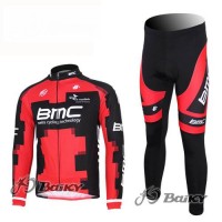 BMC Racing Pro Team Radbekleidung Satz Fahrradtrikot Langarm und Lang Radhose Rot