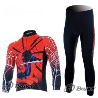 Spiderman Radbekleidung Satz Fahrradtrikot Langarm und Lang Radhose Rot