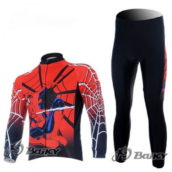 Spiderman Radbekleidung Satz Fahrradtrikot Langarm und Lang Radhose Rot