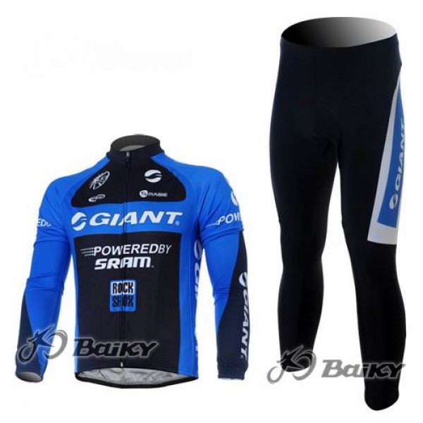 Giant Sram Pro Team Radbekleidung Satz Fahrradtrikot Langarm und Lang Radhose Schwarz Blau Giant Sram Pro Team Radbekleidung Satz Fahrradtrikot Langarm und Lang Radhose Schwarz Blau