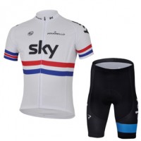 2013 Team Sky Radtrikot Kurzarm und Kurz Radhose Kits Weiß Blau Schwarz