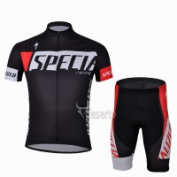 Specialized Racing Radbekleidung Radtrikot Kurzarm und Fahrradhosen Kurz Schwarz