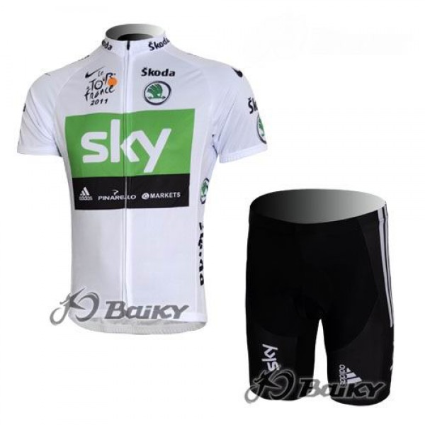 SKY Pro Team Radbekleidung Radtrikot Kurzarm und Fahrradhosen Kurz Weiß Grün SKY Pro Team Radbekleidung Radtrikot Kurzarm und Fahrradhosen Kurz Weiß Grün