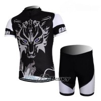 Ghost Wolf Radbekleidung Radtrikot Kurzarm und Fahrradhosen Kurz Schwarz