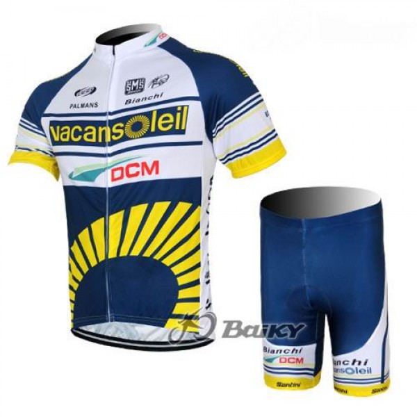 Vacansoleil-DCM Radbekleidung Radtrikot Kurzarm und Fahrradhosen Kurz Weiß Blau Gelb Vacansoleil-DCM Radbekleidung Radtrikot Kurzarm und Fahrradhosen Kurz Weiß Blau Gelb