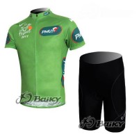 Tour de France 2011 Radbekleidung Radtrikot Kurzarm und Fahrradhosen Kurz Grünes Trikot