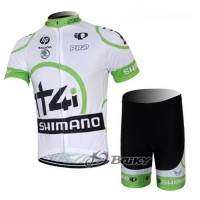 2012 Shimano 1t4i Radbekleidung Radtrikot Kurzarm und Fahrradhosen Kurz Weiß Grün