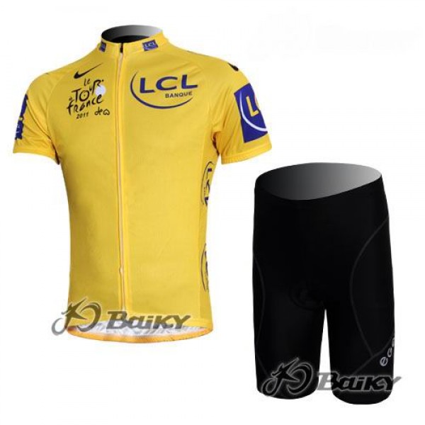 Tour de France 2011 Radbekleidung Radtrikot Kurzarm und Fahrradhosen Kurz Gelbes Trikot Tour de France 2011 Radbekleidung Radtrikot Kurzarm und Fahrradhosen Kurz Gelbes Trikot