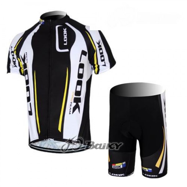 2012 Look CycleRadbekleidung Radtrikot Kurzarm und Fahrradhosen Kurz Weiß Schwarz