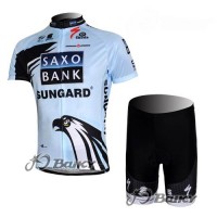 Saxo Bank Sungard Pro Team Radbekleidung Radtrikot Kurzarm und Fahrradhosen Kurz Weiß