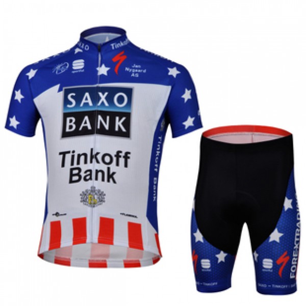 2013 Saxo Bank Tinkoff USA Champion Radtrikot Kurzarm und Kurz Radhose Kits Blau Weiß Rot 2013 Saxo Bank Tinkoff USA Champion Radtrikot Kurzarm und Kurz Radhose Kits Blau Weiß Rot