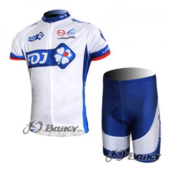 FDJ-BigMat Pro Team Radtrikot Kurzarm Kurz Radhose Kits Weiß Blau FDJ-BigMat Pro Team Radtrikot Kurzarm Kurz Radhose Kits Weiß Blau