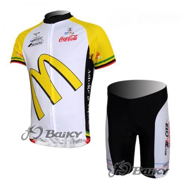 McDonald Legea Pro Team Radbekleidung Radtrikot Kurzarm und Fahrradhosen Kurz Weiß Gelb McDonald Legea Pro Team Radbekleidung Radtrikot Kurzarm und Fahrradhosen Kurz Weiß Gelb
