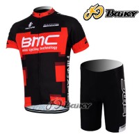 BMC Racing Team Radbekleidung Radtrikot Kurzarm und Fahrradhosen Kurz Rot Schwarz