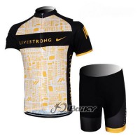 2012 LiveStrong Radbekleidung Radtrikot Kurzarm und Fahrradhosen Kurz Schwarz Gelb
