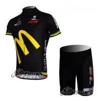 McDonald Legea Pro Team Radbekleidung Radtrikot Kurzarm und Fahrradhosen Kurz Schwarz