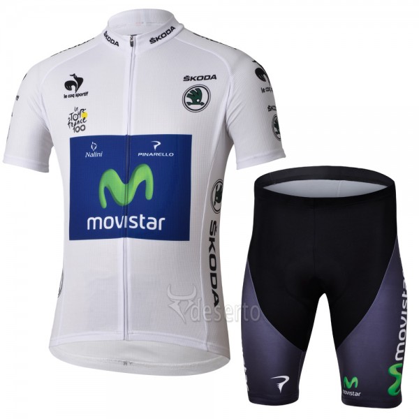 Movistar Tour de France Weißen Trikots Radbekleidung Radtrikot Kurzarm und Fahrradhosen Kurz Movistar Tour de France Weißen Trikots Radbekleidung Radtrikot Kurzarm und Fahrradhosen Kurz