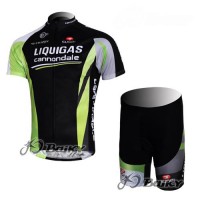 Liquigas Cannondale Pro Team Radbekleidung Radtrikot Kurzarm und Fahrradhosen Kurz Schwarz Grün