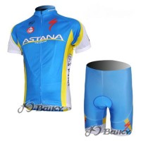 Astana Pro Team Radtrikot Kurzarm Kurz Radhose Kits Blau