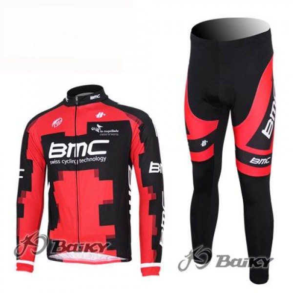 BMC Racing Pro Team Fahrradbekleidung Radtrikot Satz Langarm und Lange Fahrradhose Rot