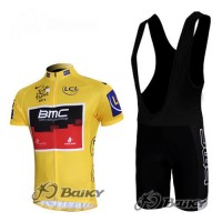 BMC 2011 Tour De France Radtrikot Kurzarm Kurz Trägerhose Kits Gelb