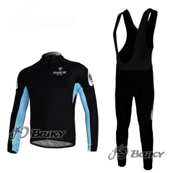 Bianchi Pro Team Fahrradbekleidung Radtrikot Satz Langarm und Lange Trägerhose Schwarz Blau Bianchi Pro Team Fahrradbekleidung Radtrikot Satz Langarm und Lange Trägerhose Schwarz Blau