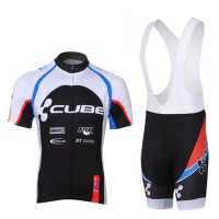 2013 Cube Fahrradbekleidung Satz Fahrradtrikot Kurzarm Trikot und Kurz Trägerhose Weiß Schwarz
