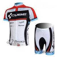 Cube Fintro Radtrikot Kurzarm Kurz Radhose Kits Weiß Rot