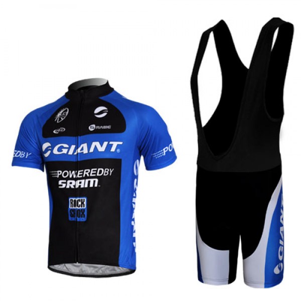 Giant Sram Pro Team Radtrikot Kurzarm Kurz Trägerhose Kits Schwarz Blau