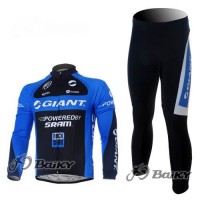 Giant Sram Pro Team Fahrradbekleidung Radtrikot Satz Langarm und Lange Fahrradhose Schwarz Blau