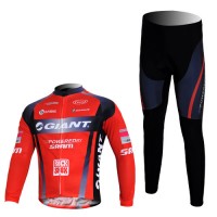Giant Sram Pro Team Fahrradbekleidung Radtrikot Satz Langarm und Lange Fahrradhose Rot Schwarz