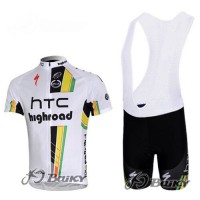 HTC-Highroad Pro Team Radtrikot Kurzarm Kurz Trägerhose Kits Weiß
