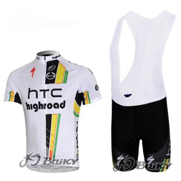 HTC-Highroad Pro Team Radtrikot Kurzarm Kurz Trägerhose Kits Weiß