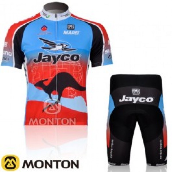 JAYCO Pro Team Radtrikot Kurzarm Kurz Radhose Kits Blau Rot