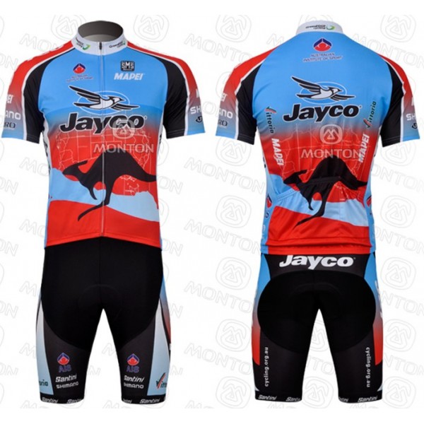 JAYCO Pro Team Radtrikot Kurzarm Kurz Radhose Kits Blau Rot