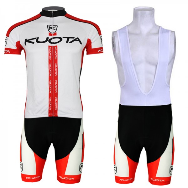 2013 KUOTA Fahrradbekleidung Satz Fahrradtrikot Kurzarm Trikot und Kurz Trägerhose Weiß Rot