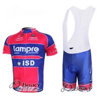 Lampre ISD Pro Team Radtrikot Kurzarm Kurz Trägerhose Kits Blau Rosa