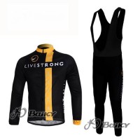 Livestrong Fahrradbekleidung Radtrikot Satz Langarm und Lange Trägerhose Schwarz Gelb