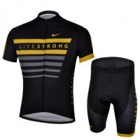 2013 Livestrong Radtrikot Kurzarm und Kurz Radhose Kits Schwarz Gelb