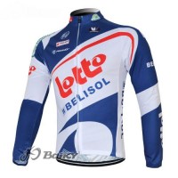 Lotto Belisol Pro Team Fahrradtrikot Langarm Weiß Blau