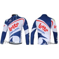 Lotto Belisol Fahrradbekleidung Radtrikot Satz Langarm und Lange Trägerhose Weiß Blau
