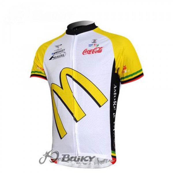 McDonald Legea Pro Team Radtrikot Kurzarm Weiß Gelb